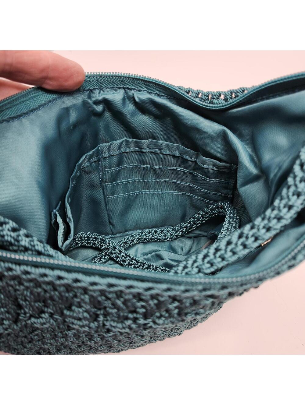 The Sak Emerald Green Crochet Knit Crossbody Bag Boho Purse